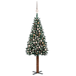 vidaXL Sapin de Noël mince pré-éclairé et boules vert 210 cm 