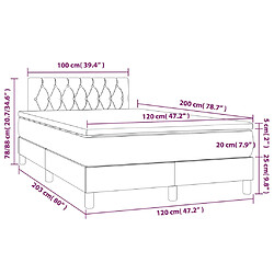 Acheter vidaXL Sommier à lattes de lit avec matelas LED Crème 120x200 cm Tissu