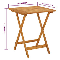 vidaXL Table pliable de jardin 60x60x75 cm Bois d'acacia solide pas cher