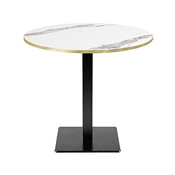 Restootab Table Ø70cm - modèle Milan marbre blanc chants laiton