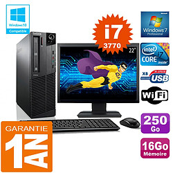 PC Lenovo M92p SFF Core I7-3770 Ram 16Go Disque 250 Go Wifi W7 Ecran 22" · Occasion 