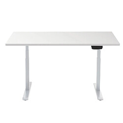 Kimex Bureau motorisé assis-debout 120x75cm Plateau blanc/Pied blanc, Connecté