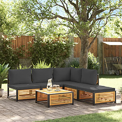 vidaXL Salon de jardin avec coussins 6 pcs bois d'acacia solide