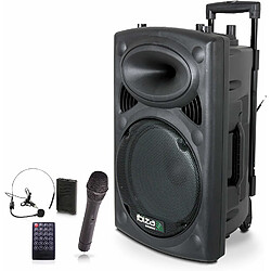 Ibiza sono portable autonome avec fonction USB VOX BLUETOOTH et 2 micros UHF 800W noir