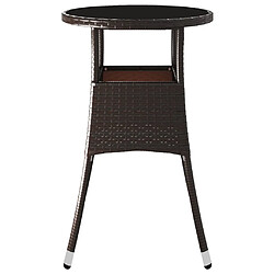 Avis vidaXL Table de jardin Ø60x75 cm Verre trempé/résine tressée Marron