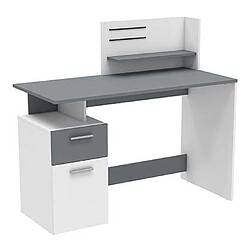 Bureau design avec 1 porte et 1 tiroir, coloris blanc/gris graphite - Dim : 121,5 x 109,7 x 55,1 cm -PEGANE-