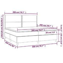 vidaXL Sommier à lattes de lit avec matelas Gris foncé 200x200cm Tissu pas cher