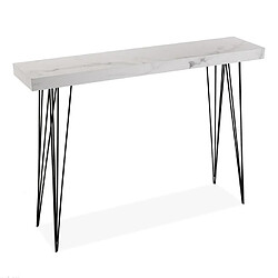 Versa Meuble d'entrée étroit, Table console Carole 110x25x80cm,Bois et métal, Gris et blanc