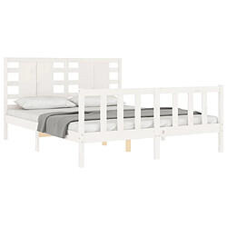 Acheter Maison Chic Cadre/structure de lit avec tête de lit pour adulte - Lit Moderne Chambre blanc King Size bois massif -MN52150