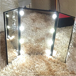 Universal Tableau trois côtés pliant lumière LED miroir de maquillage LED commode miroir table portable miroir cadeau pour les filles | miroir de bain