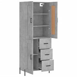 Avis vidaXL Buffet haut Gris béton 69,5x34x180 cm Bois d'ingénierie