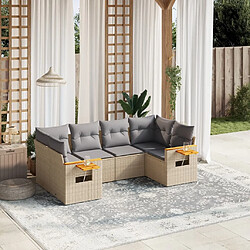 vidaXL Salon de jardin avec coussins 6 pcs beige résine tressée