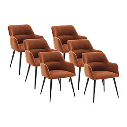 Vente-Unique Lot de 6 chaises avec accoudoirs en tissu et métal noir - Terracotta - HEKA