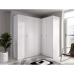 Vente-Unique Armoire d'angle 5 portes - L173 cm - Blanc - LISTOWEL