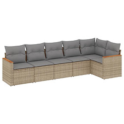 vidaXL Salon de jardin avec coussins 6 pcs beige résine tressée