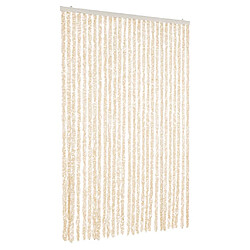 vidaXL Rideau anti-mouches beige et blanc 118x220 cm chenille