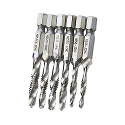 6 Pcs Set Broyeur à Perçage à Trous Spiral Tapis De Flûte HSS Chanfreinage Hex Drill Bits