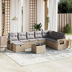 vidaXL Salon de jardin avec coussins 9pcs mélange beige résine tressée 