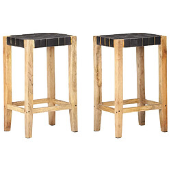 vidaXL Tabourets de bar lot de 2 noir cuir véritable 75 cm 