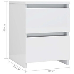 vidaXL Tables de chevet 2 pcs Blanc brillant Bois d’ingénierie pas cher