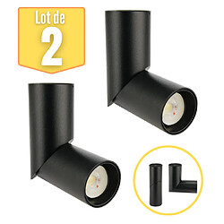 HOROZ ELECTRIC Lot de 2 Plafonniers spots tubes GU10 IP20 Noir