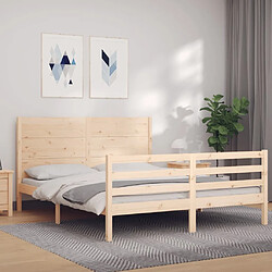 Avis Maison Chic Cadre/structure de lit avec tête de lit pour adulte - Lit Moderne Chambre 160x200 cm bois massif -MN68421