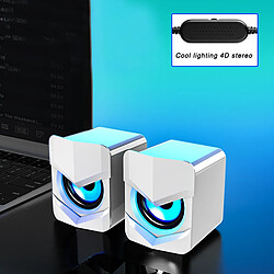 Avis ComfortXL Enceinte de bureau usb avec subwoofer puissant, mini enceinte led pour ordinateur portable et ordinateur de bureau - blanc