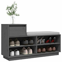 Avis vidaXL Armoire à chaussures Gris 110x34x61 cm Bois de pin massif