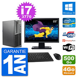 PC Lenovo M92p SFF Ecran 22" Intel i7-3770 RAM 4Go Disque 500Go Windows 10 Wifi · Occasion 