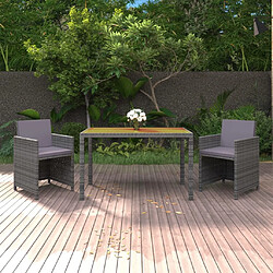 Maison Chic Ensemble à manger d'extérieur 3 pcs avec coussins,Salon de jardin,Mobilier de jardin Résine tressée Gris -GKD303288