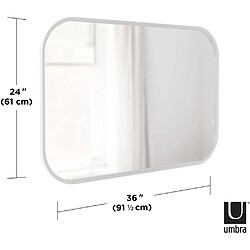 Avis Umbra Miroir rectangulaire rebord caoutchouc 61 x 91 cm Hub blanc.