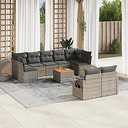 vidaXL Salon de jardin avec coussins 10 pcs gris résine tressée