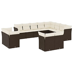 Maison Chic Salon de jardin avec coussins 12 pcs, Ensemble Tables et chaises de jardin, marron résine tressée -GKD239872