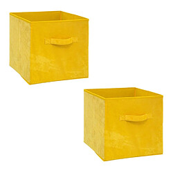 Five Simply Smart Lot de 2 boîtes de rangement design velours Mix n' modul - L. 31 x l. 31 cm - Jaune Five Simply Smart - Lot de 2 boîtes de rangement design velours Mix n' modul - L. 31 x l. 31 cm - Jaune - Design