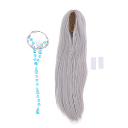 1/3 poupées bjd cheveux argent perruque et couronne ensemble pour 60cm poupée lolita de nuit accessoires de poupée de bjd de 1/3