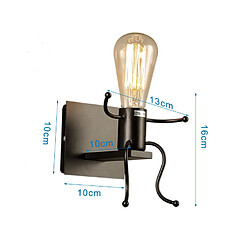 Acheter Stoex Créatifs Applique Murale Simple Homme Poupée De Mode,Lampe de Mur Petit Gens Fer Métal pour Cuisine Restaurant Bar Chambre à Coucher Café ( E27 Noir )