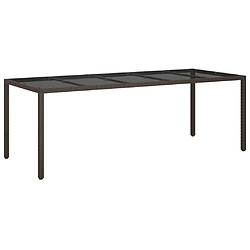 vidaXL Table de jardin Marron 250x100x75 cm Verre trempé et poly rotin