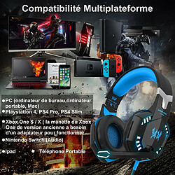 Acheter Chrono Casque Gaming Filaire pour PC avec Microphone Anti-Bruit, Son Surround, Contrôleur de Volume, Lumières LED Compatible avec PS4 Xbox One Ordinateur Portable, Nintendo Switch - Bleu