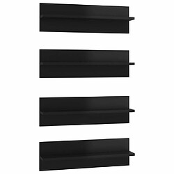 Maison Chic Lot de 4 Étagères murales,Étagère Rangement flottate Noir brillant 60x11,5x18 cm Aggloméré -MN23337