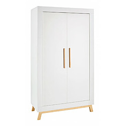 Schardt Armoire bébé 2 portes bois blanc et pieds hêtre clair Miami L 108 x H 195 x P 53 cm