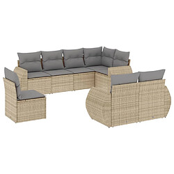 vidaXL Salon de jardin avec coussins 8 pcs beige résine tressée