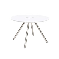 LEITMOTIV Table basse ronde Sliced - 4 pieds chromés - Diamètre 60 cm x Hauteur 40 cm - Blanc