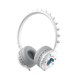 LUUCOZK Casque filaire universel 3,5 mm en forme de dinosaure mignon pour téléphone portable - Blanc 