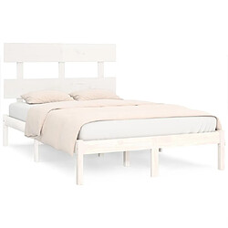 Maison Chic Lit Moderne Chambre - Cadre/structure de lit pour adulte Blanc Bois massif 120x190 cm Petit Double -MN48779