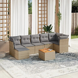 Maison Chic Salon de jardin avec coussins 8 pcs | Ensemble de Table et chaises | Mobilier d'Extérieur beige résine tressée -GKD44690