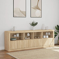 Acheter Maison Chic Commode Buffet - Meuble de rangement avec lumières LED chêne sonoma 202x37x67 cm -GKD84340