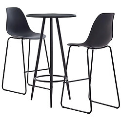 vidaXL Ensemble de bar 3 pcs Plastique Noir