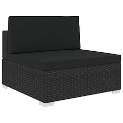 vidaXL Siège central sectionnel 1 pc et coussins Résine tressée Noir 