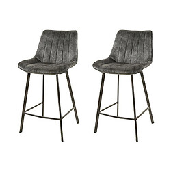 Mes Lot de 2 chaises de bar 50x54x96 cm en velours anthracite - LANZ 