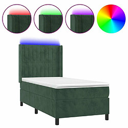 Sommier à lattes et matelas LED,Cadre à lattes de lit pour Adulte Vert foncé 90x200cm Velours -MN71036